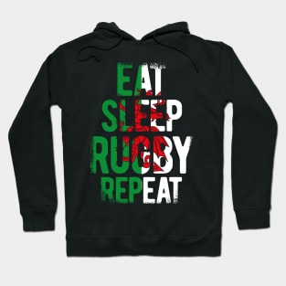 Eat sleep rugby repeat Wales rugby 2 Hoodie